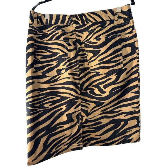 American Living Womens Zebra Print Cotton Skirt Size 6 Black & Tan, Pre-Own EUC - Picture 4 of 6